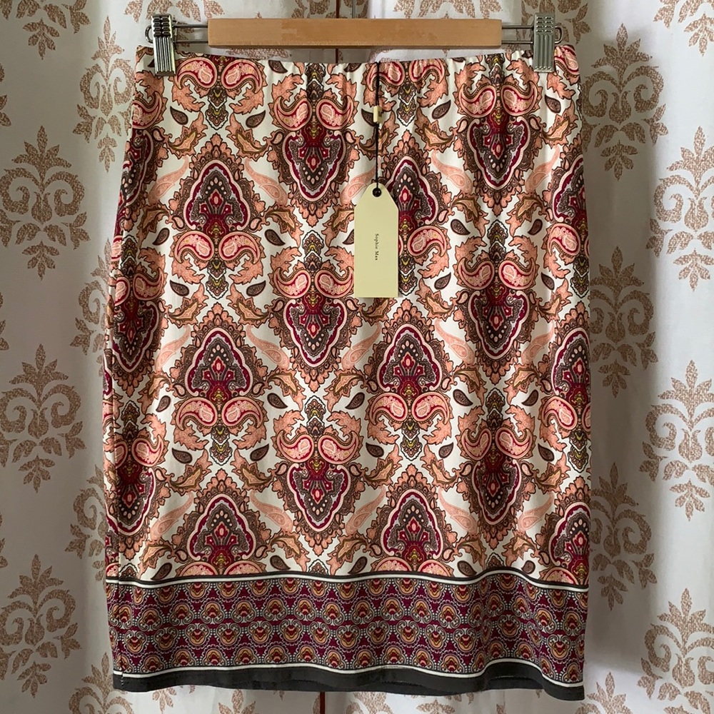Sophie Max stretchy paisley pencil skirt XS NWT